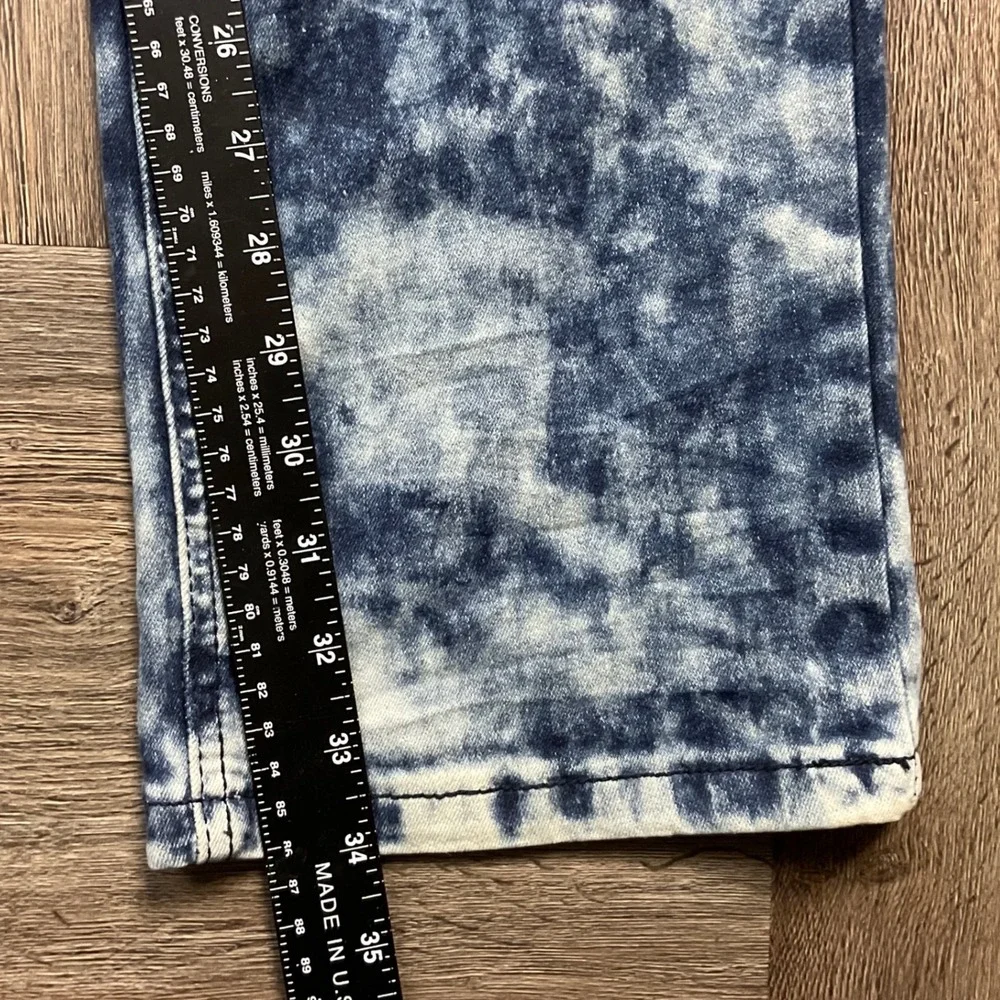 True‎ Luck Jeans Mens 36x34 Blue Distressed Acid Wash Slim Fit Moto Biker Denim - Picture 7 of 11